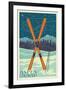 Aspen, Colorado - Crossed Skis-Lantern Press-Framed Art Print