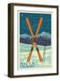 Aspen, Colorado - Crossed Skis-Lantern Press-Framed Art Print