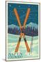 Aspen, Colorado - Crossed Skis-Lantern Press-Mounted Art Print