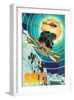 Aspen, Colorado - Heli-Skiing-Lantern Press-Framed Art Print