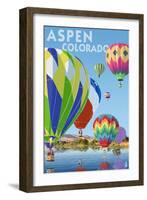 Aspen, Colorado - Hot Air Balloons-Lantern Press-Framed Art Print