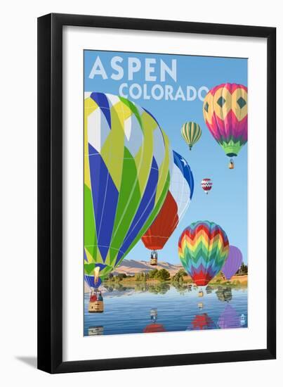 Aspen, Colorado - Hot Air Balloons-Lantern Press-Framed Art Print