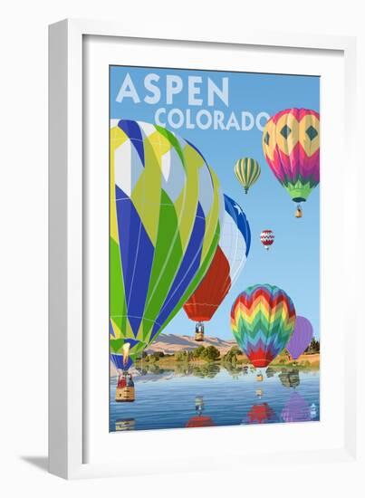 Aspen, Colorado - Hot Air Balloons-Lantern Press-Framed Art Print