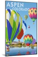Aspen, Colorado - Hot Air Balloons-Lantern Press-Mounted Art Print