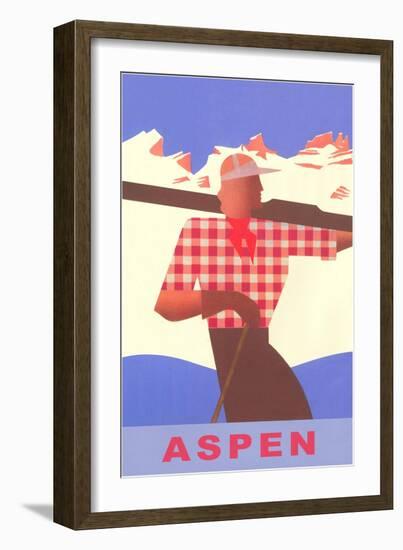 Aspen, Colorado, Modern Motif Label-null-Framed Art Print