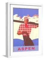 Aspen, Colorado, Modern Motif Label-null-Framed Art Print