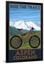 Aspen, Colorado - Ride the Trails, Mountain Bike-Lantern Press-Framed Art Print