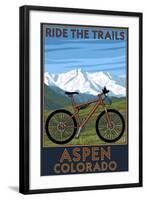 Aspen, Colorado - Ride the Trails, Mountain Bike-Lantern Press-Framed Art Print