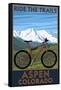 Aspen, Colorado - Ride the Trails, Mountain Bike-Lantern Press-Framed Stretched Canvas