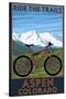 Aspen, Colorado - Ride the Trails, Mountain Bike-Lantern Press-Stretched Canvas