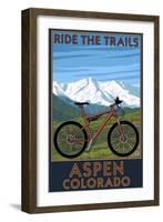 Aspen, Colorado - Ride the Trails, Mountain Bike-Lantern Press-Framed Art Print