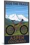 Aspen, Colorado - Ride the Trails, Mountain Bike-Lantern Press-Mounted Art Print