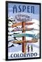 Aspen, Colorado - Ski Signpost-Lantern Press-Framed Art Print