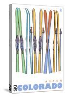 Aspen, Colorado, Skis in the Snow-Lantern Press-Stretched Canvas