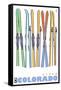 Aspen, Colorado, Skis in the Snow-Lantern Press-Framed Stretched Canvas