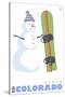 Aspen, Colorado, Snowman with Snowboard-Lantern Press-Stretched Canvas