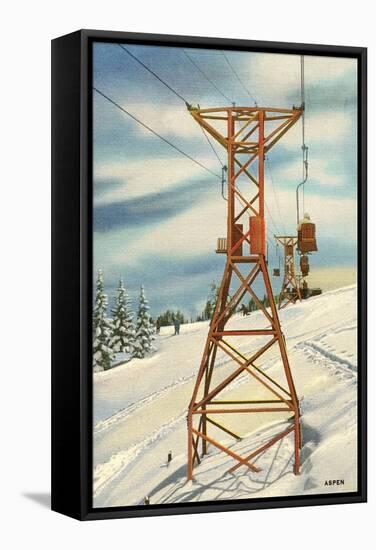 Aspen Ski Lift-null-Framed Stretched Canvas