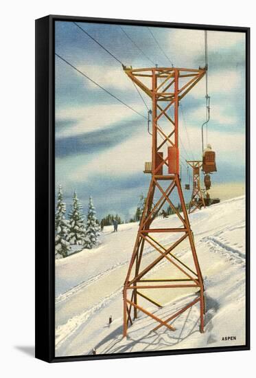 Aspen Ski Lift-null-Framed Stretched Canvas