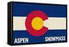 Aspen - Snowmass, Colorado State Flag-Lantern Press-Framed Stretched Canvas