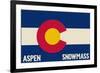 Aspen - Snowmass, Colorado State Flag-Lantern Press-Framed Art Print