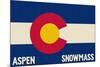 Aspen - Snowmass, Colorado State Flag-Lantern Press-Mounted Art Print