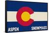Aspen - Snowmass, Colorado State Flag-Lantern Press-Framed Stretched Canvas