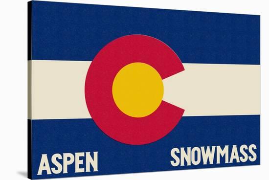 Aspen - Snowmass, Colorado State Flag-Lantern Press-Stretched Canvas