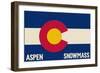 Aspen - Snowmass, Colorado State Flag-Lantern Press-Framed Art Print