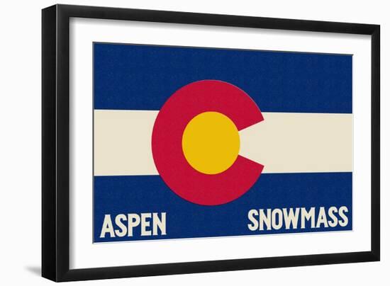 Aspen - Snowmass, Colorado State Flag-Lantern Press-Framed Art Print