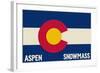 Aspen - Snowmass, Colorado State Flag-Lantern Press-Framed Art Print