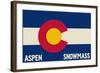 Aspen - Snowmass, Colorado State Flag-Lantern Press-Framed Art Print