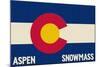 Aspen - Snowmass, Colorado State Flag-Lantern Press-Mounted Art Print