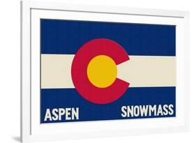 Aspen - Snowmass, Colorado State Flag-Lantern Press-Framed Premium Giclee Print