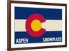 Aspen - Snowmass, Colorado State Flag-Lantern Press-Framed Premium Giclee Print