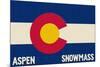 Aspen - Snowmass, Colorado State Flag-Lantern Press-Mounted Premium Giclee Print