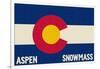 Aspen - Snowmass, Colorado State Flag-Lantern Press-Framed Art Print