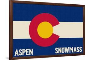 Aspen - Snowmass, Colorado State Flag-Lantern Press-Framed Art Print