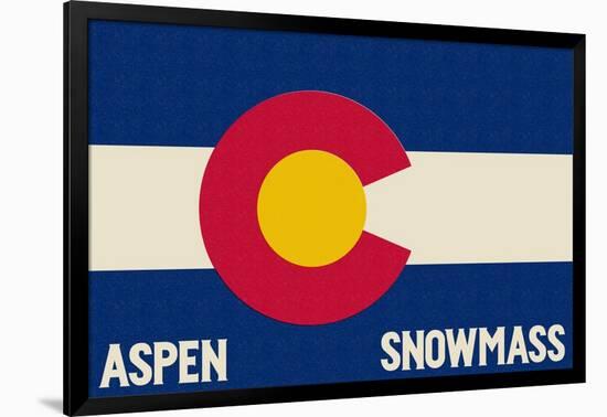 Aspen - Snowmass, Colorado State Flag-Lantern Press-Framed Art Print