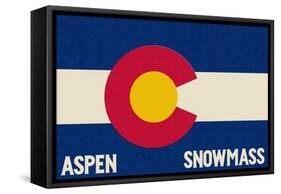 Aspen - Snowmass, Colorado State Flag-Lantern Press-Framed Stretched Canvas