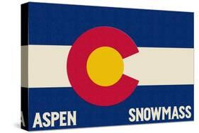 Aspen - Snowmass, Colorado State Flag-Lantern Press-Stretched Canvas