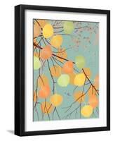 Aspen Tree Branch with Autumn Leaves-Milovelen-Framed Art Print