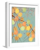 Aspen Tree Branch with Autumn Leaves-Milovelen-Framed Art Print