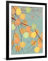 Aspen Tree Branch with Autumn Leaves-Milovelen-Framed Art Print