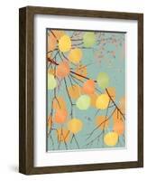 Aspen Tree Branch with Autumn Leaves-Milovelen-Framed Art Print