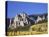 Aspens in Fall Colors with Mountains and Evergreens, Colorado, USA-James Hager-Stretched Canvas