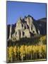 Aspens in Fall Colors with Mountains, Near Silver Jack, Uncompahgre National Forest, Colorado, USA-James Hager-Mounted Photographic Print