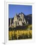 Aspens in Fall Colors with Mountains, Near Silver Jack, Uncompahgre National Forest, Colorado, USA-James Hager-Framed Photographic Print