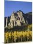 Aspens in Fall Colors with Mountains, Near Silver Jack, Uncompahgre National Forest, Colorado, USA-James Hager-Mounted Photographic Print