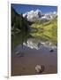 Aspens reflecting in lake under Maroon Bells, Colorado-Joseph Sohm-Framed Photographic Print