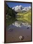 Aspens reflecting in lake under Maroon Bells, Colorado-Joseph Sohm-Framed Photographic Print